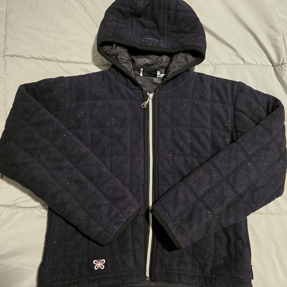 Obermeyer Girls Hooded Glitter Coat Black‎ Size Large